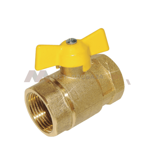 Кран шаровой латунный газ 11б27п4 Ду 20 G3/4' Ру16 ВР полнопроходной бабочка желтый Цветлит 11б27п4 - купить металлопрокат в Москве